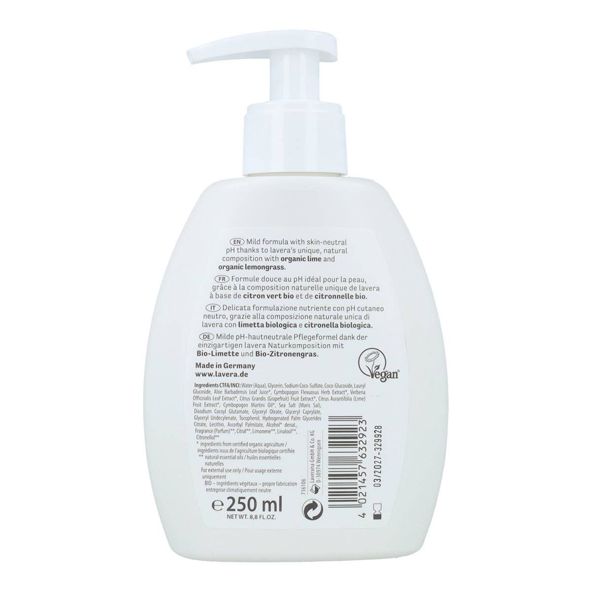 Recarga jabón de manos lima fresca Lavera  250 ml