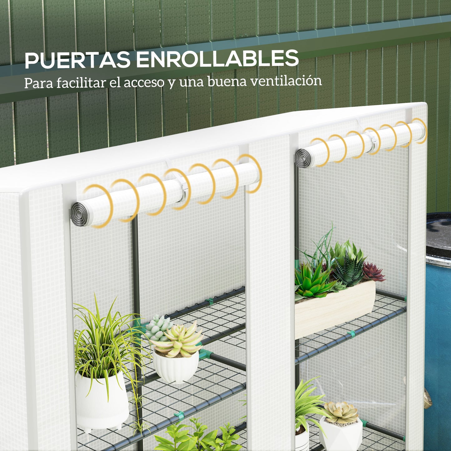Outsunny Invernadero De Exterior Con Techo Inclinado Y 3 Estantes 144x48x152 Cm_5