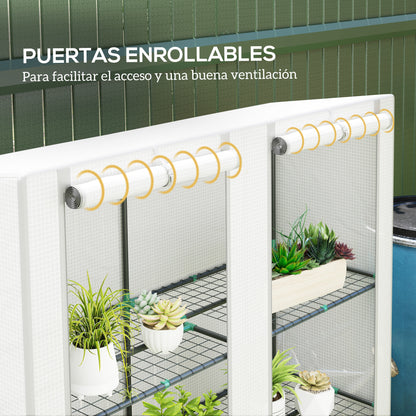 Outsunny Invernadero De Exterior Con Techo Inclinado Y 3 Estantes 144x48x152 Cm_5