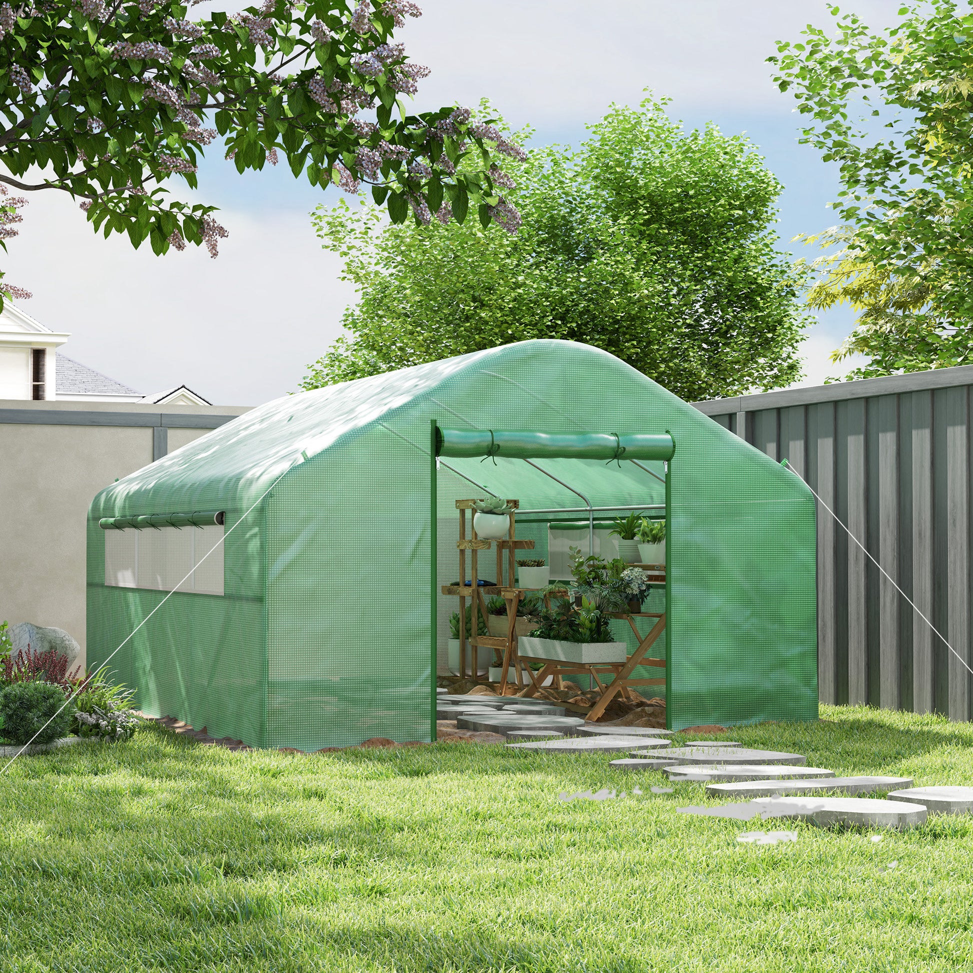 Outsunny Invernadero De Exterior 4x3x2 M Con Cubierta De Pe Anti-uv Verde_1