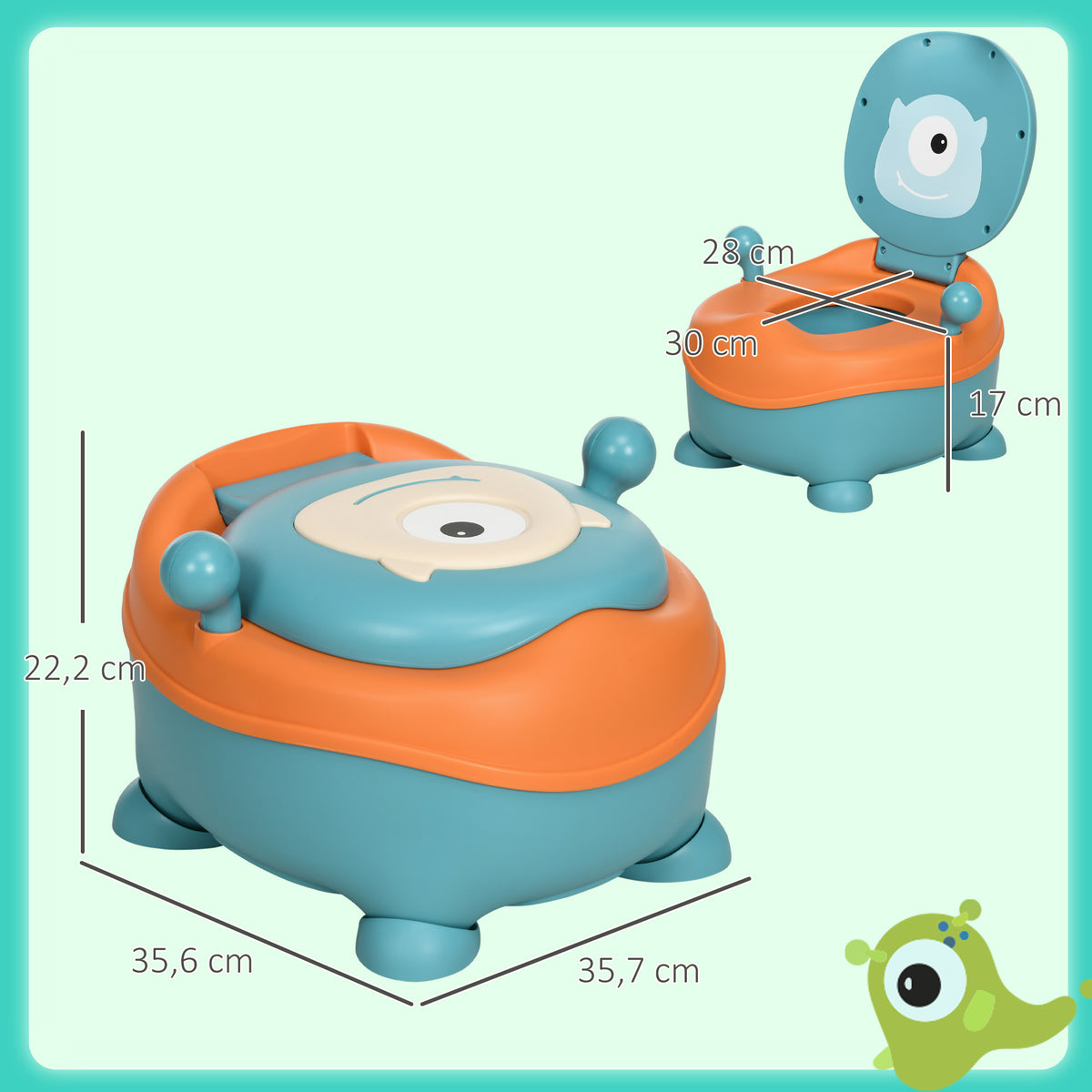 Zonekiz Orinal Para Bebé De 6-36 Meses Portátil Con Tapa 35,6x35,7x22,2 Cm Azul_2