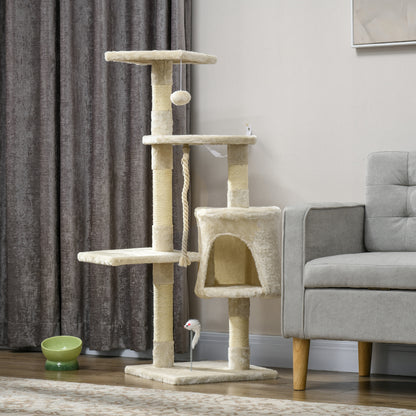 Pawhut Rascador Gato De 4 Pisos 116cm De Altura Árbol Poste Para Arañar Centro_1
