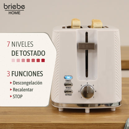 Briebe Elegance Set Tostadora Pan Ranura Ancha 2 Rebanadas + Hervidor Agua Eléctrico 1,7l Inalámbrico,skt1170wht,blanco_2