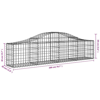 Cestas De Gaviones 12 Uds Forma De Arco Hierro 200x30x40/60 Cm_5