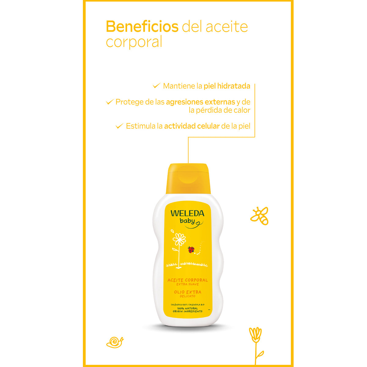 Aceite Corporal de Caléndula para Bebé Weleda, 200ml