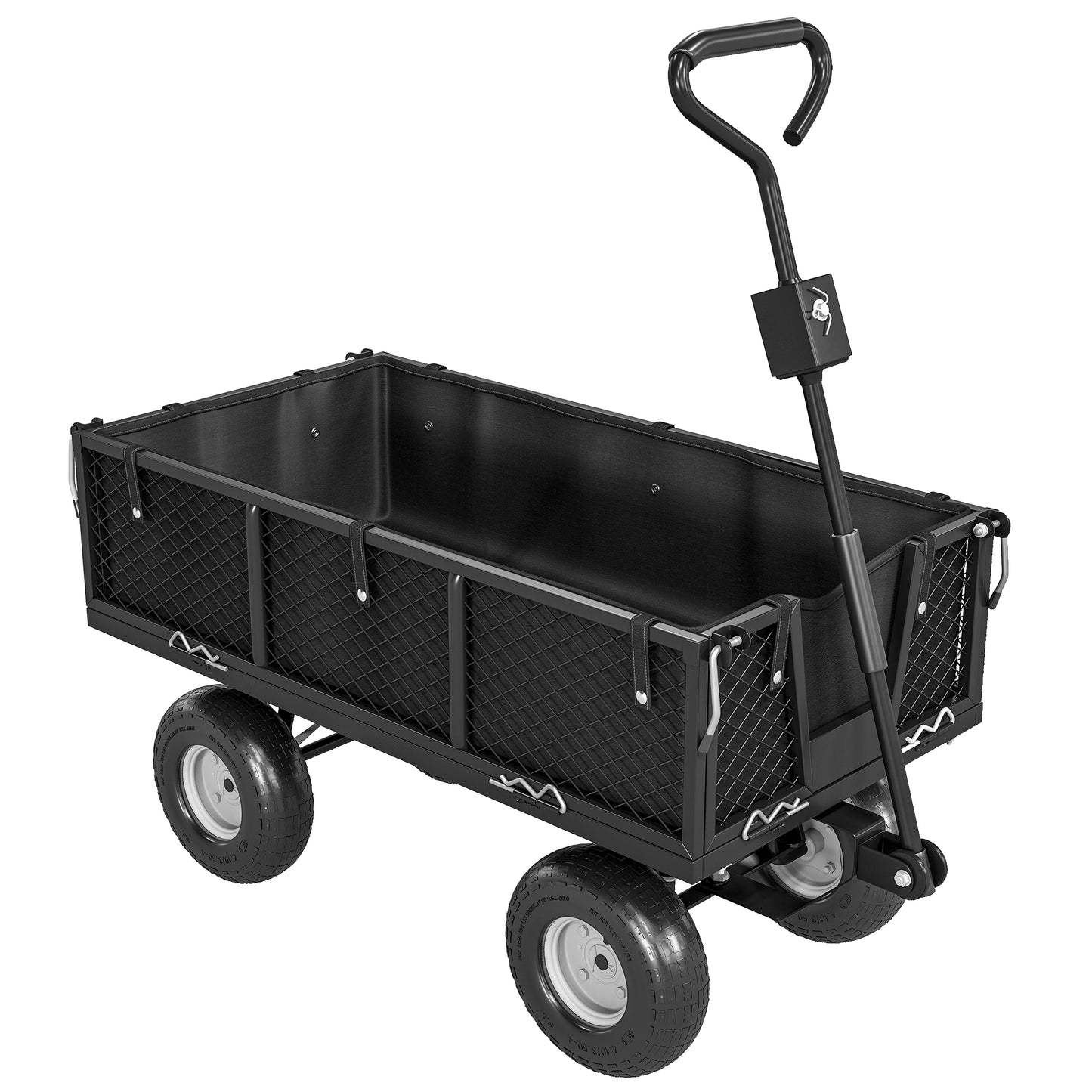Outsunny Carrito De Jardín Con Ruedas Grandes Mango Giratorio Carga 300 Kg Negro_0