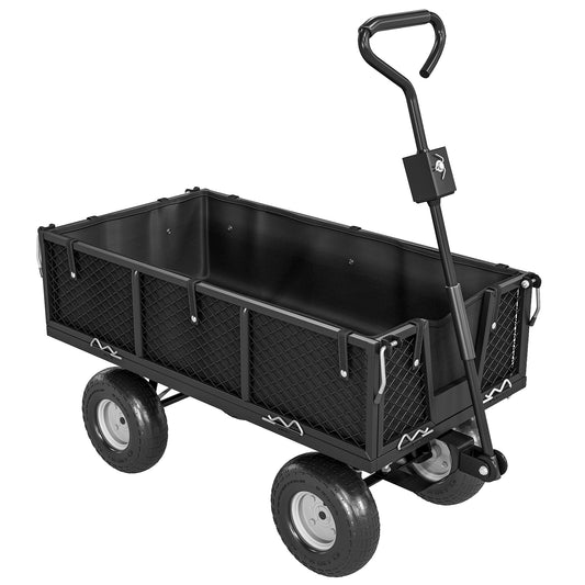 Outsunny Carrito De Jardín Con Ruedas Grandes Mango Giratorio Carga 300 Kg Negro_0