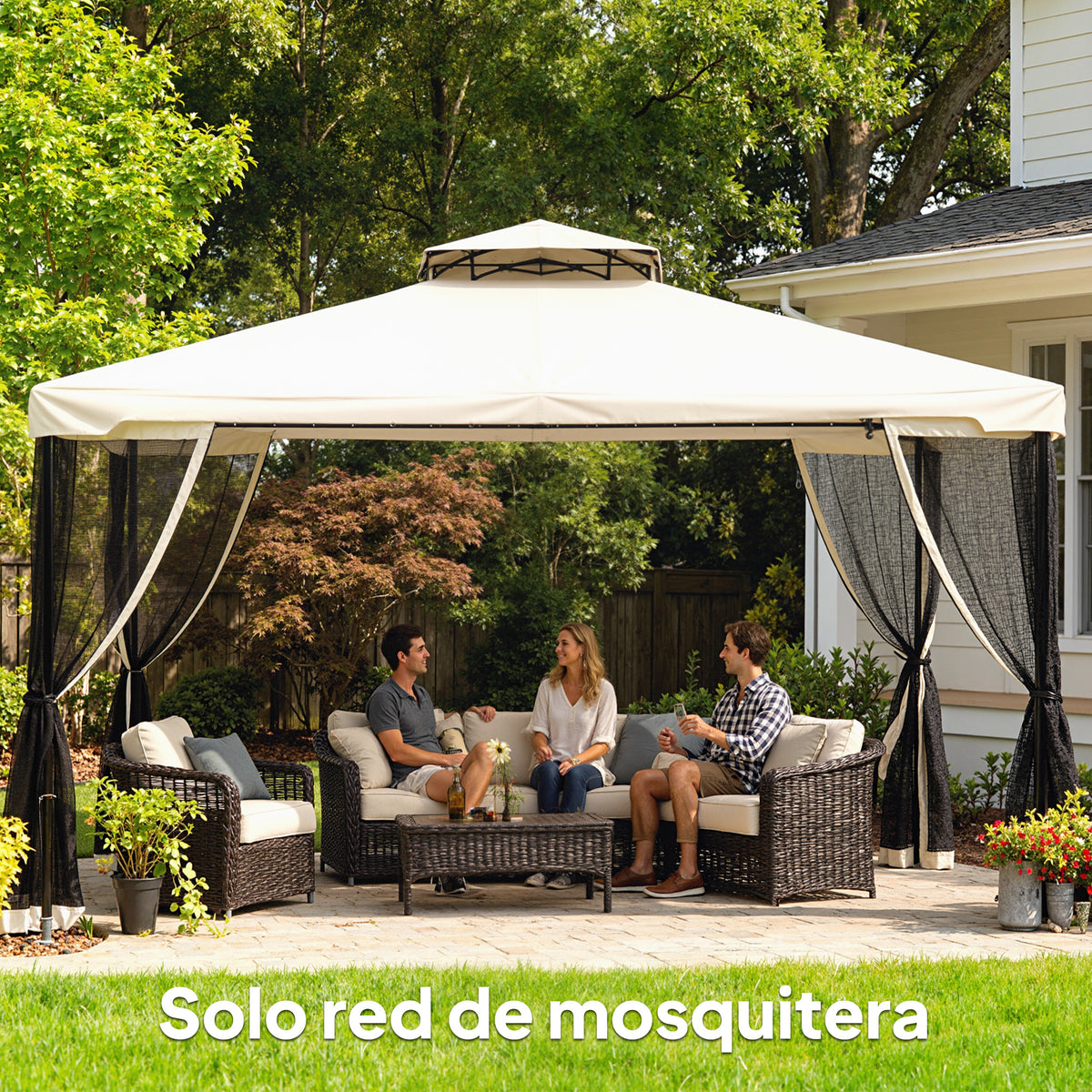4 Paneles Laterales De Mosquitera Para Carpa Outsunny Negro 335x207cm_3