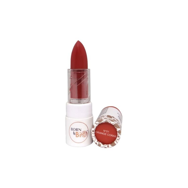 Barra de labios brillante Orgánica Born to Bio Nº1 Coral Orange 3,5G