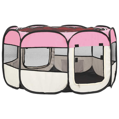Parque De Perros Plegable Y Bolsa Transporte Rosa 125x125x61cm_5