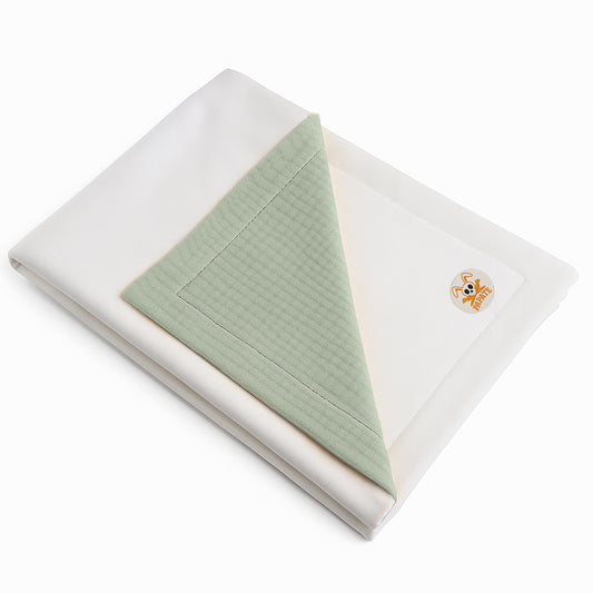 Manta De Algodón Orgánico Rex Blanca Y Verde_0