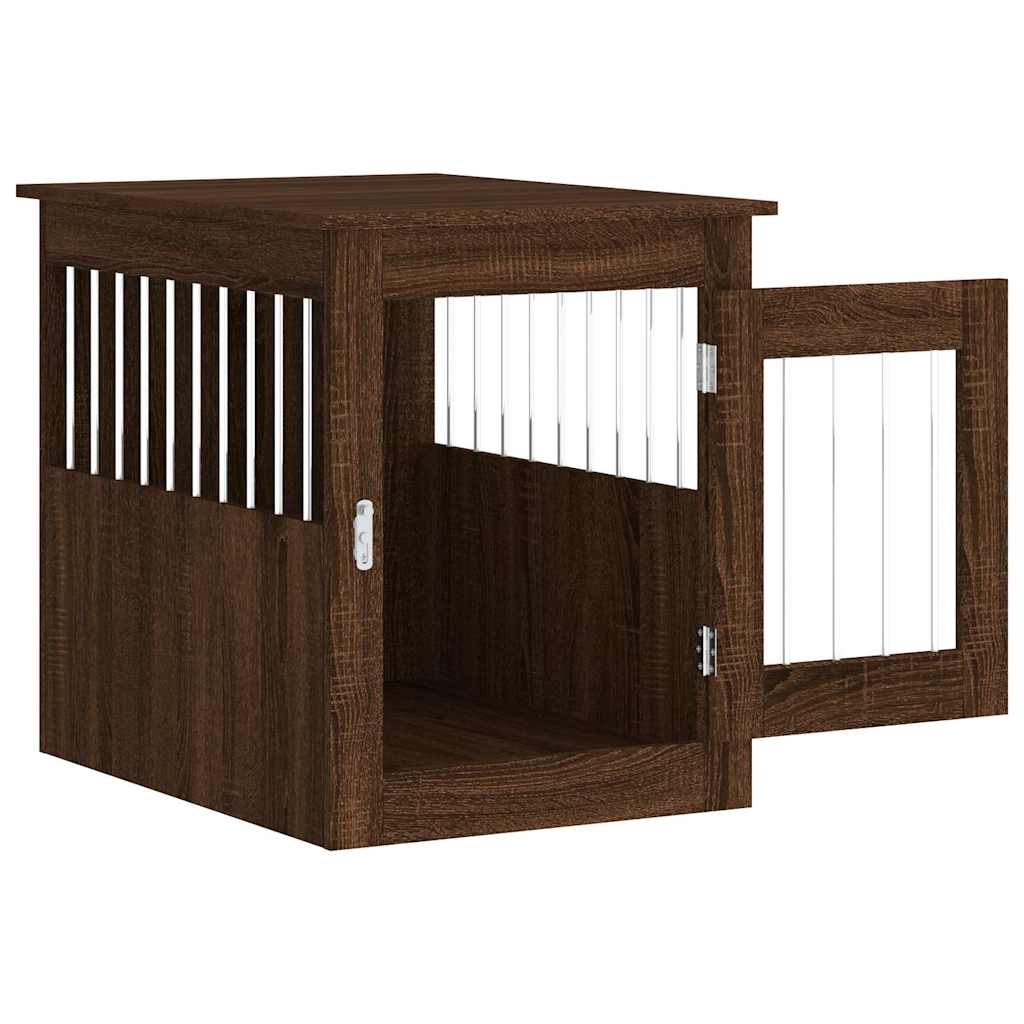 Jaula Para Perros Madera De Ingeniería Roble Marrón 55x75x65 Cm_5