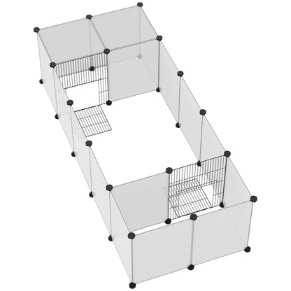 Pawhut Valla Para Mascotas Diy Con 20 Paneles De Resina 175x70x45 Cm Blanco_4