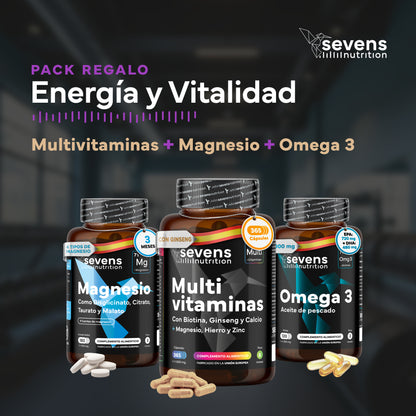Pack Energía. Con Multivitaminas, Omega 3 Y Magnesio. Sevens Nutrition. Energía y Vitalidad_1