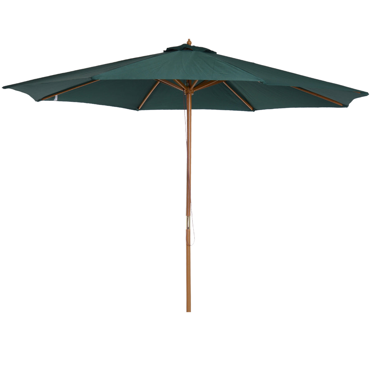 Outsunny Sombrilla Parasol Verde Diámetro 3m Madera Terraza Jardín Piscina_0