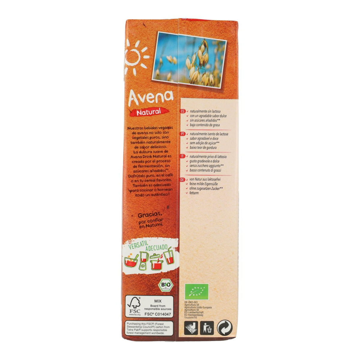 Pack 6 x Bebida Avena BIO Natumi 1 L