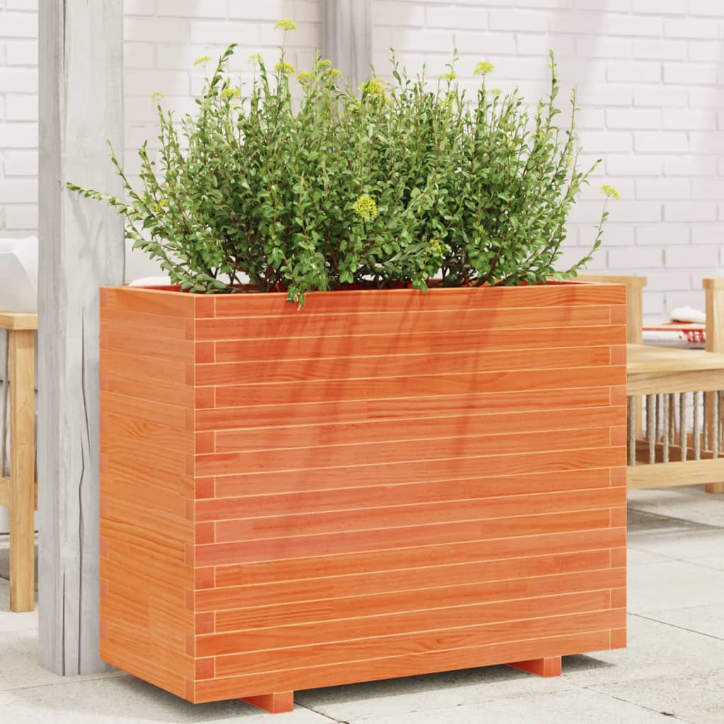 Jardinera Madera Maciza De Pino Marrón Cera 90x40x72 Cm_1