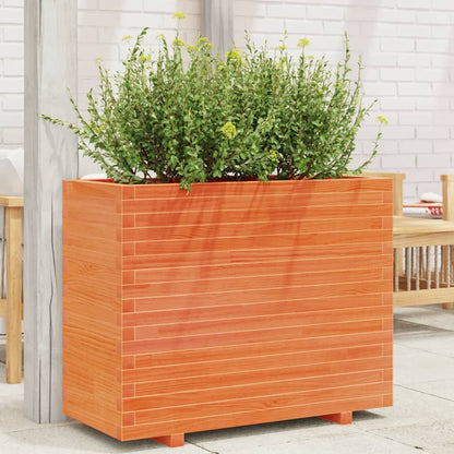 Jardinera Madera Maciza De Pino Marrón Cera 90x40x72 Cm_1