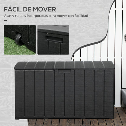Outsunny Baúl De Almacenamiento Exterior 366l Con Ruedas 122,4x62x64,5 Cm_5