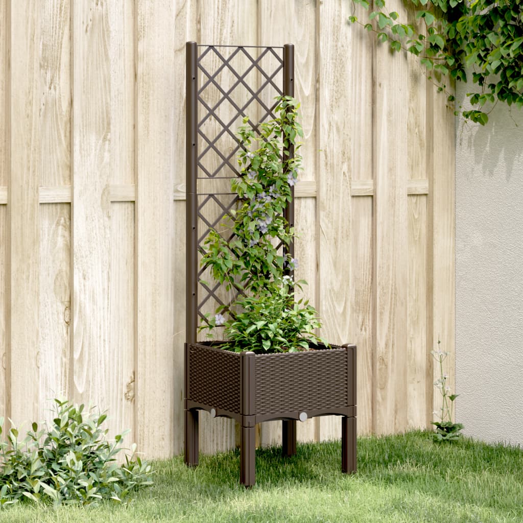 Jardinera Con Enrejado Pp Marrón 40x40x142 Cm_1