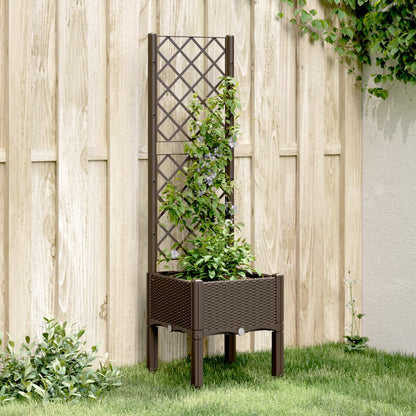 Jardinera Con Enrejado Pp Marrón 40x40x142 Cm_1