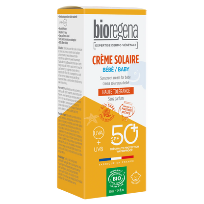 Crema Solar para Bebés SPF 50+ Hipoalergéinca Bioregena 40 ml