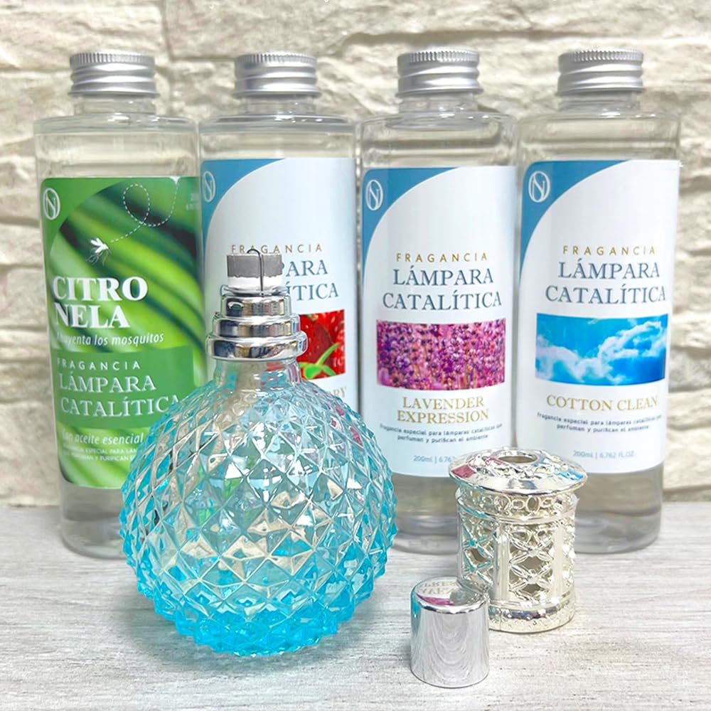 Lámpara Catalítica Blue Diamonds + Fragancia Aroma Caribbean Passion 200 Ml - Elimina Malos Olores, Impurezas Y Perfuma_5