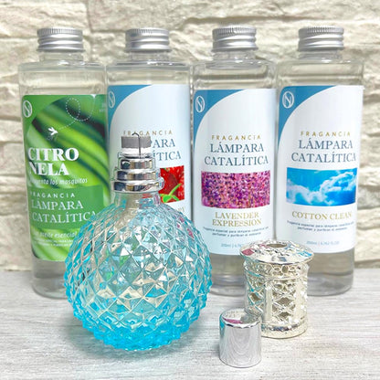 Lámpara Catalítica Blue Diamonds + Fragancia Aroma Caribbean Passion 200 Ml - Elimina Malos Olores, Impurezas Y Perfuma_5
