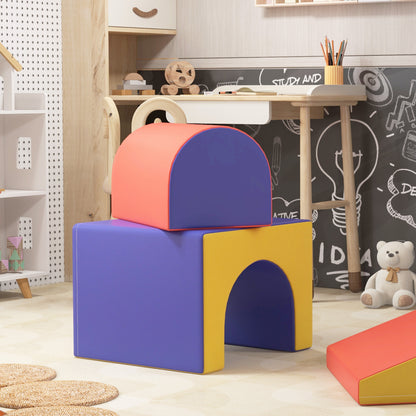 Homcom 4 Bloques De Espuma Para Niños Tapizados En Cuero Sintético 150x50x39 Cm_3