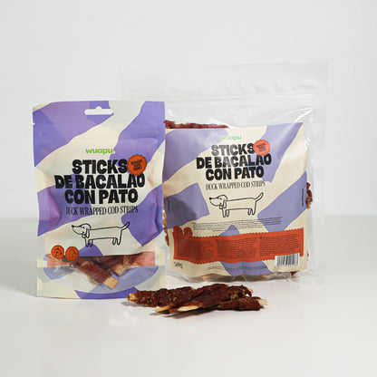Snack Para Perro En Stick De Bacalao Con Pato Desecado Wuapu 500gr_0