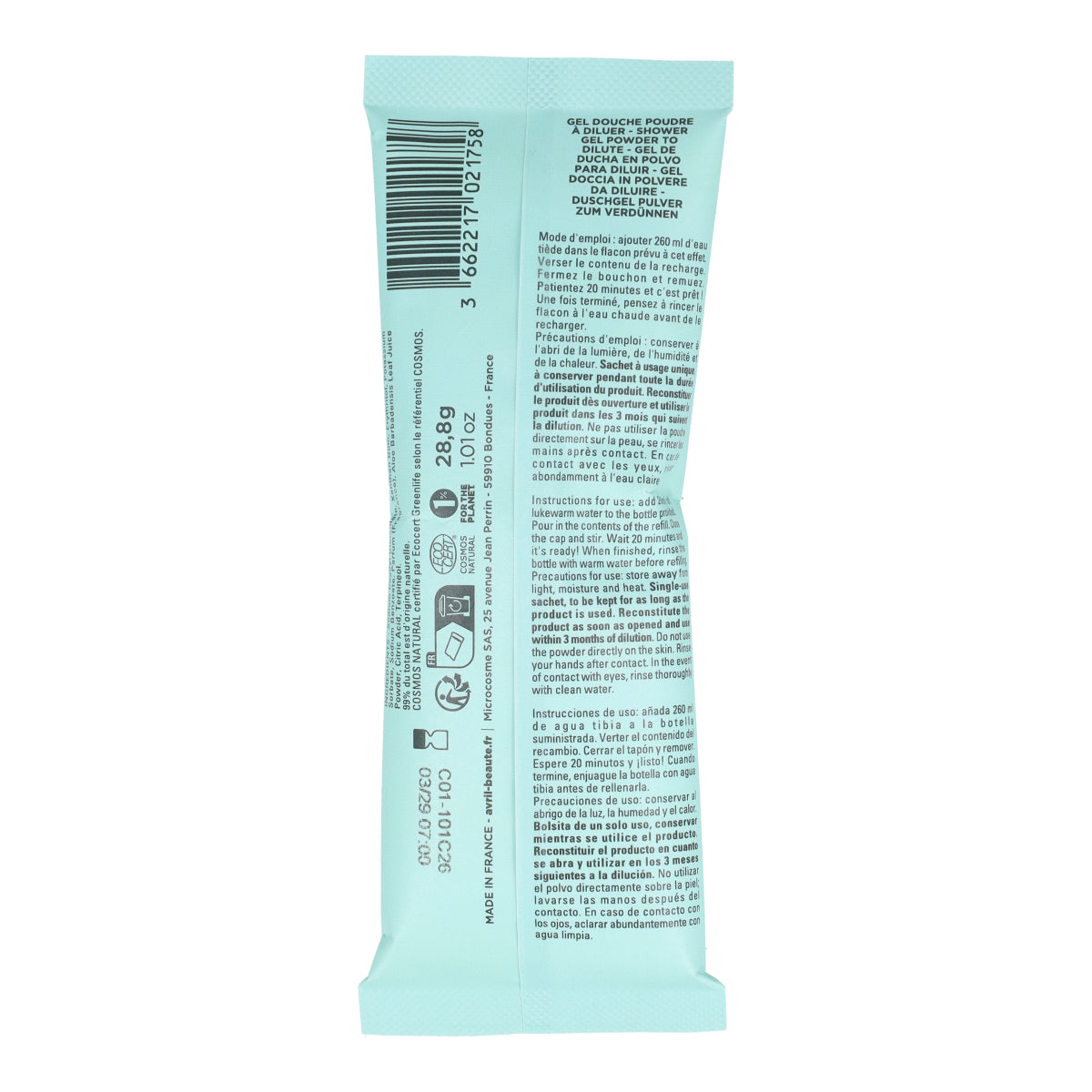 Gel de ducha en polvo para reconstituir Rocío de la mañana Avril 30g