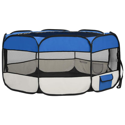 Parque De Perros Plegable Y Bolsa Transporte Azul 145x145x61cm_3