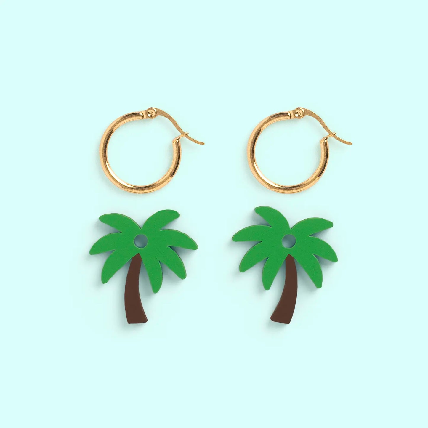 Pendientes Palmera - Aro de Acero Quirúrgico y Bañado en Oro de 18k - Nature Vibes_2