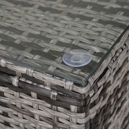 Outsunny Mesa De Jardín De Ratán Sintético Con Vidrio Templado 85x50x39cm Gris_3