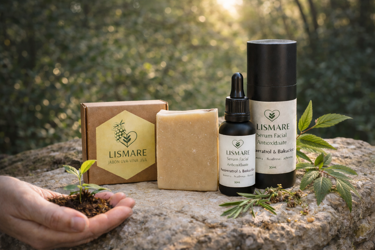 Pack facial antioxidante – Sérum Resveratrol y Bakuchiol + jabón sólido de uva – Cosmética natural – Lismare_4