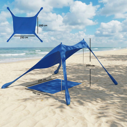 Outsunny Carpa Playa Plegable Con Esterilla Upf50+ Postes De Aluminio Pala Bolsa_2