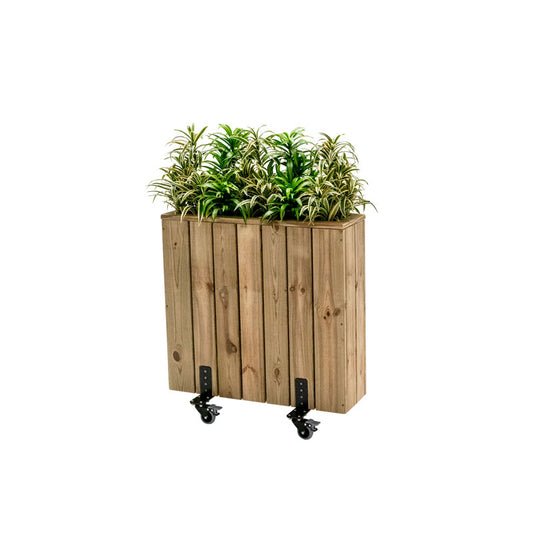 Jardinera Alta De Madera Con Ruedas Para Separar Terrazas 75 X 24 X 80 Cm Hortalia_0