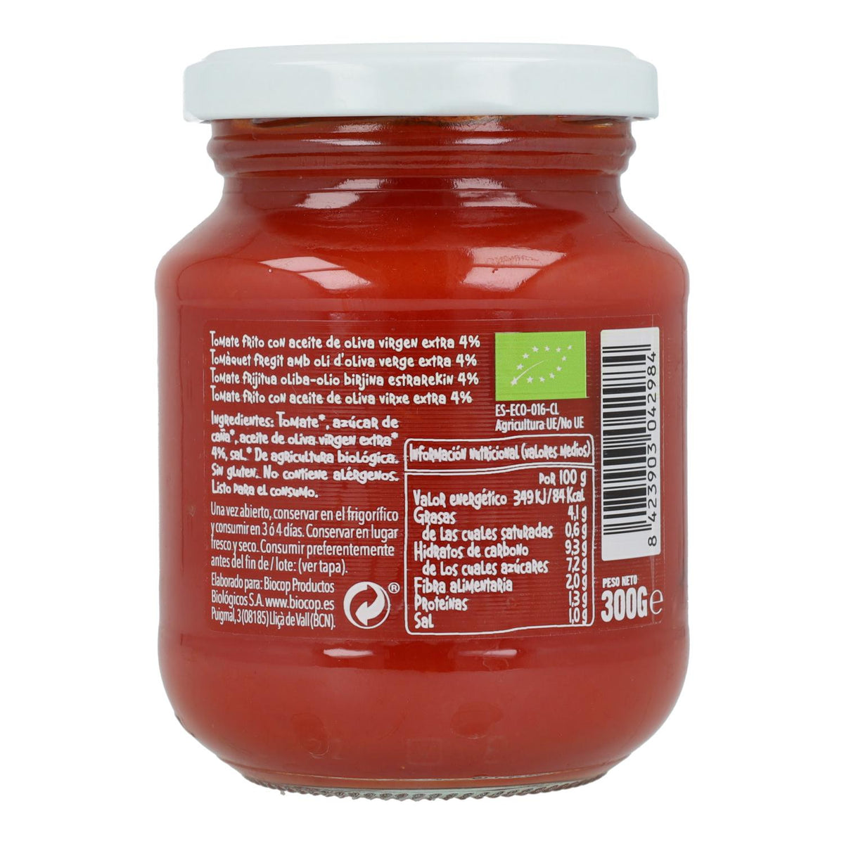 Pack 2x Tomate Frito Bio, Biocop, 300 g