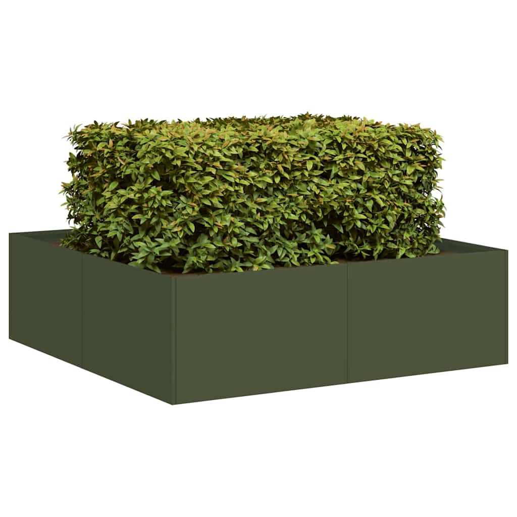 Jardinera Acero Verde Oliva 100x100x30 Cm_1