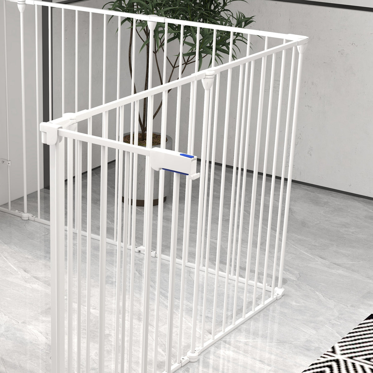Pawhut Parque Para Perros De 8 Paneles 64x90 Cm Con Doble Cerradura Blanco_3