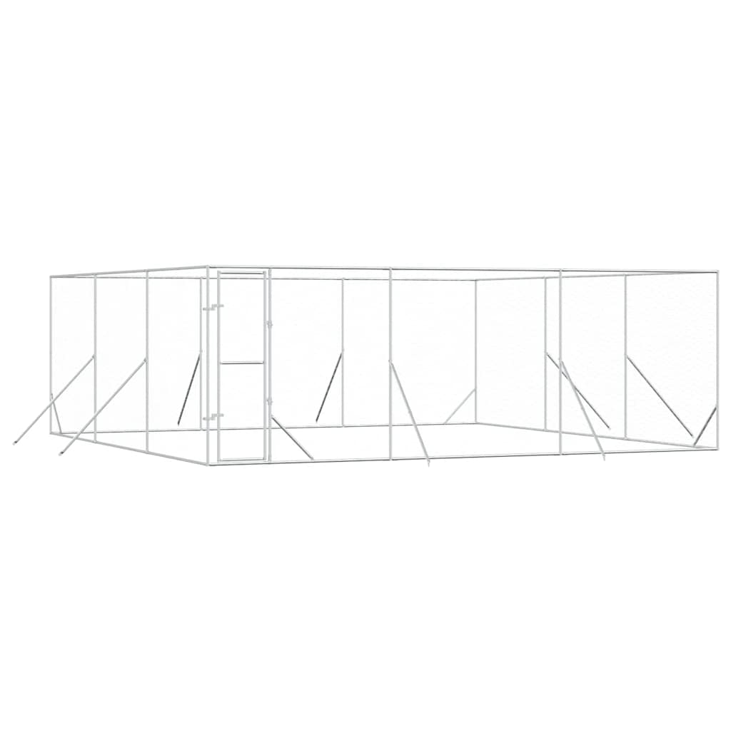 Perrera De Exterior Acero Galvanizado Plateado 6x6x2 M_0