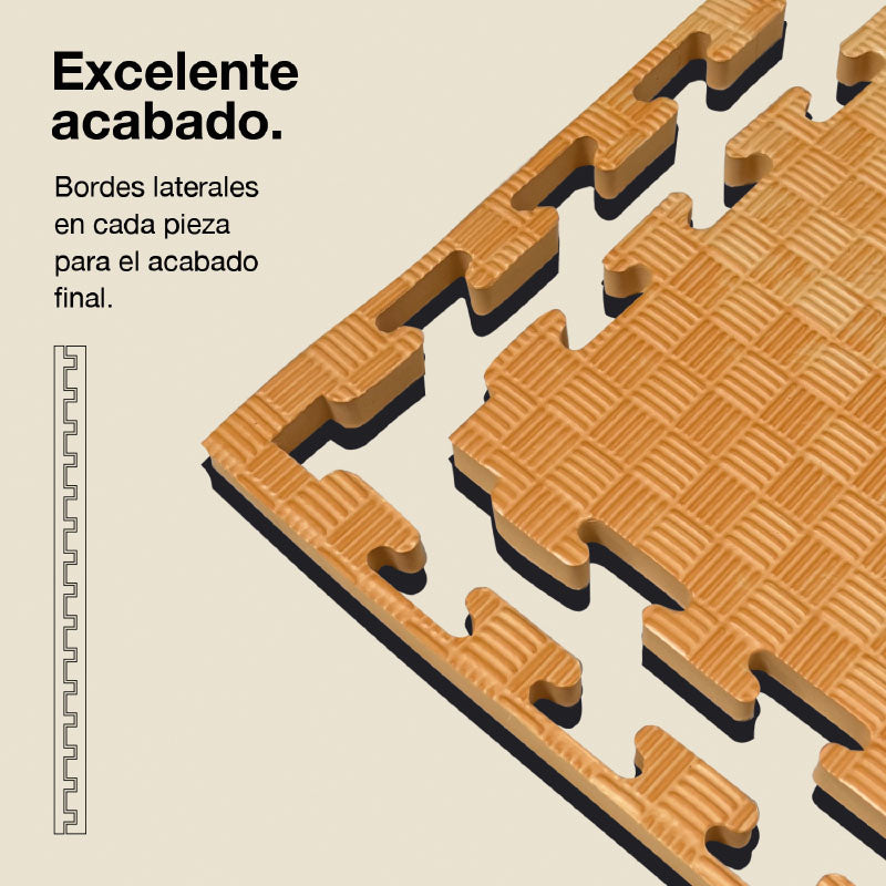 Tatami Puzzle 2cm 100x100cm, Pack 4 Unidades – Superficie 5 Líneas Madera Jowy_2