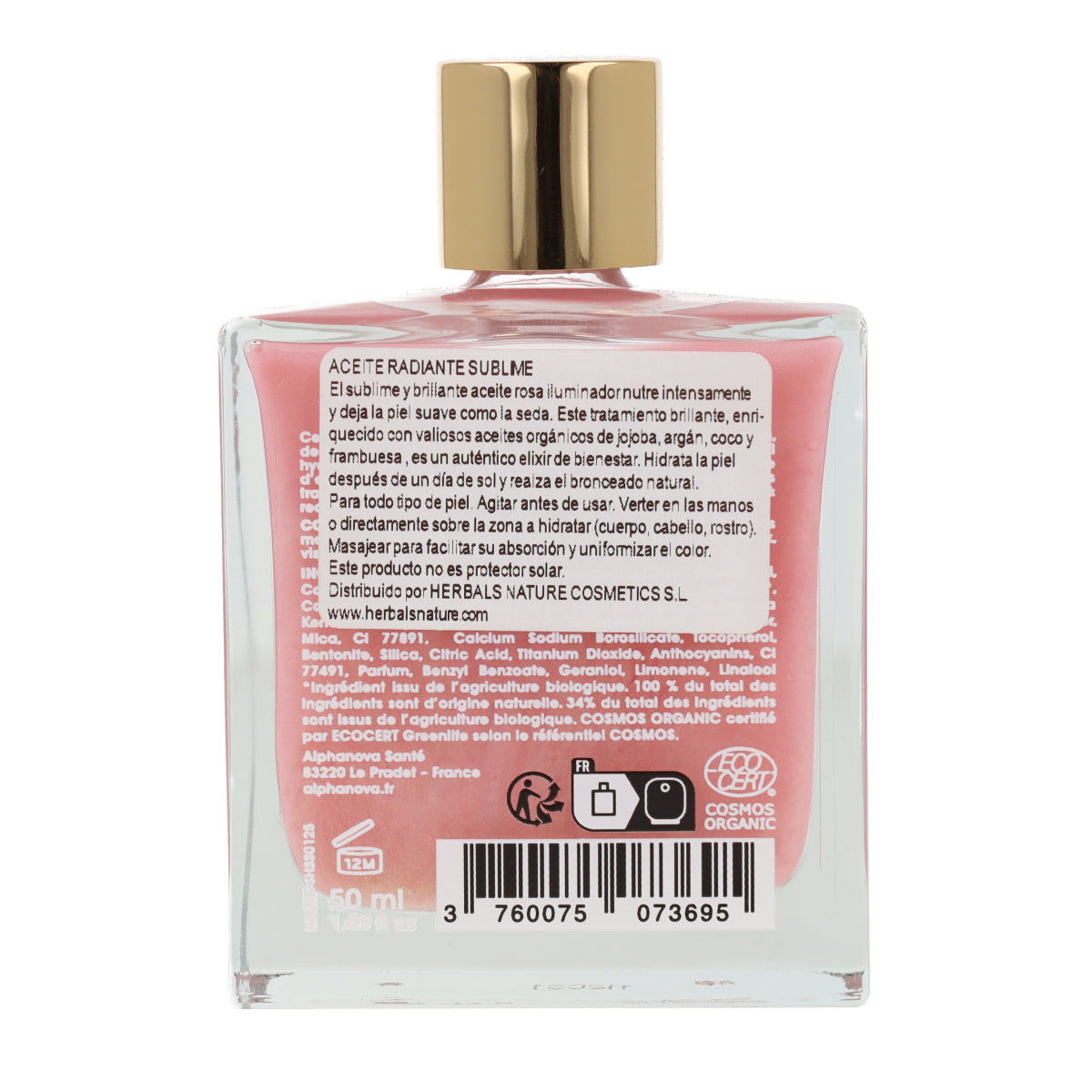 Aceite brillante rosa glow sublime Alphanova 50ml