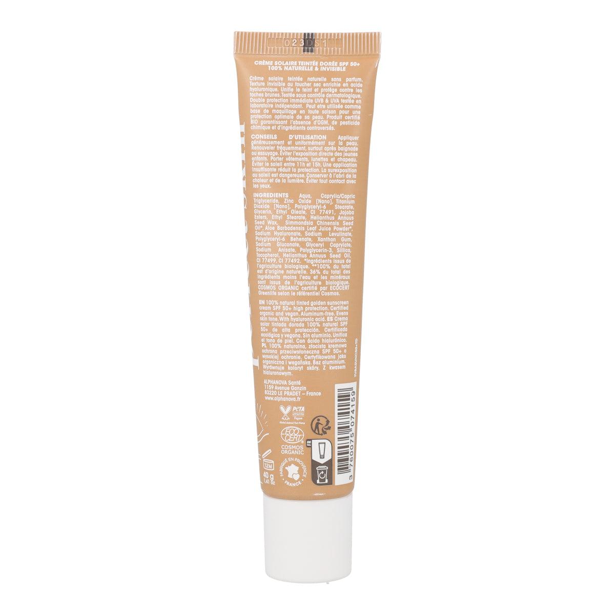 Crema solar color doré bio FPS50+ Alphanova 40 ml