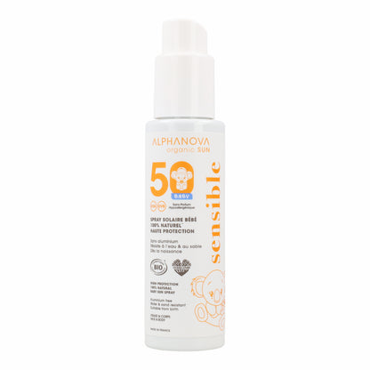 Protector Solar en Spray Bebé bio FPS50 Alphanova 100 ml