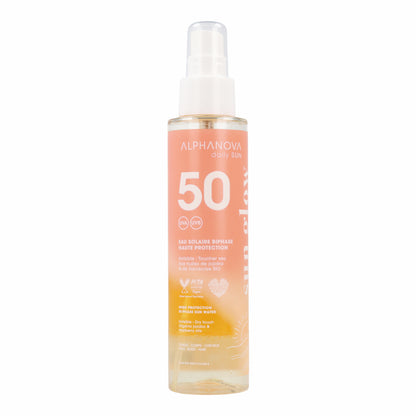 Agua bifásica solar alta protección FPS50 Alphanova 125ml