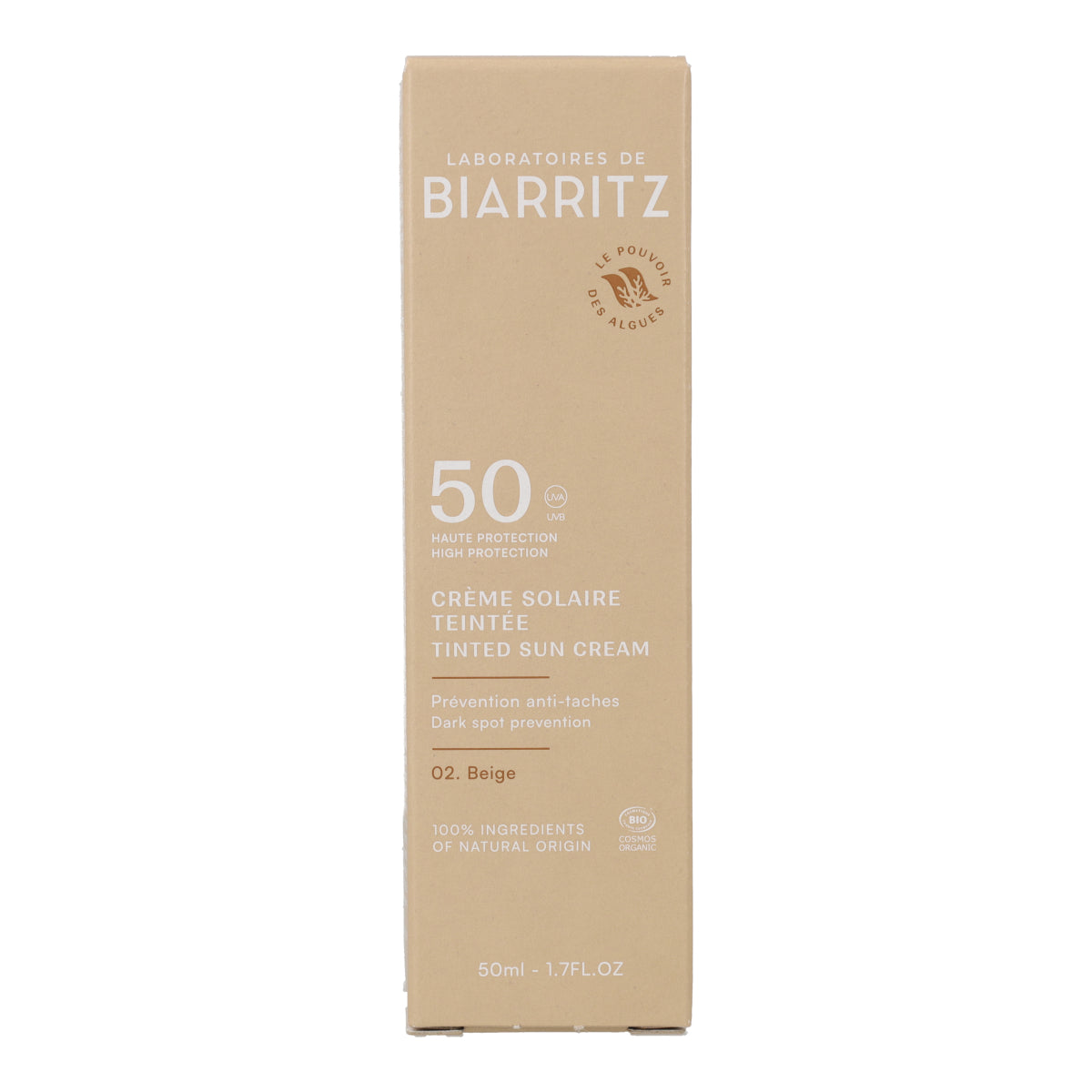 Crema Facial con Color y Protección Solar SPF50 Tono Beige , Laboratories Biarrtiz, 50 ml
