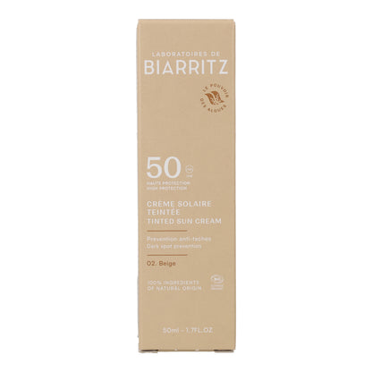 Crema Facial con Color y Protección Solar SPF50 Tono Beige , Laboratories Biarrtiz, 50 ml