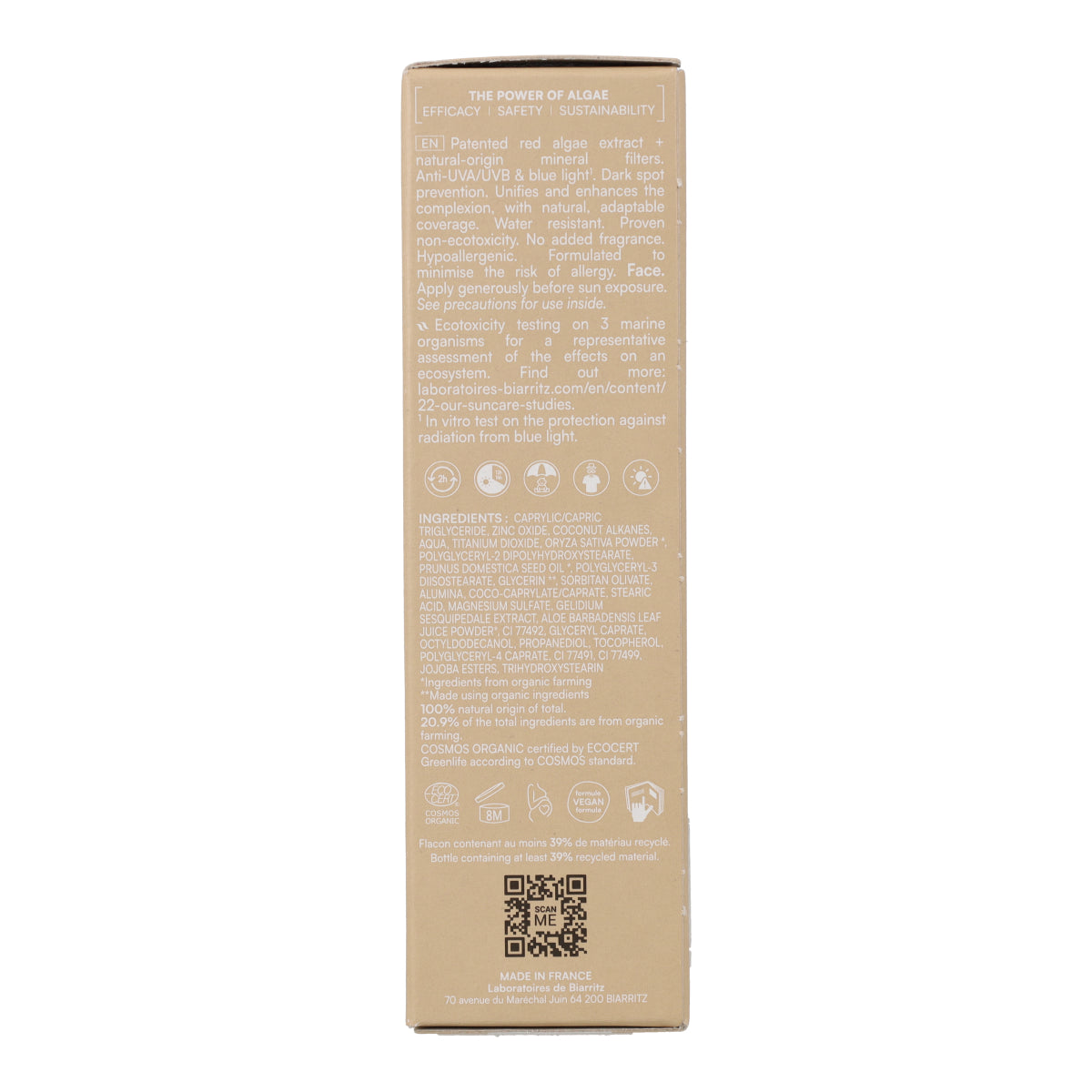 Crema Facial con Color y Protección Solar SPF50 Tono Beige , Laboratories Biarrtiz, 50 ml