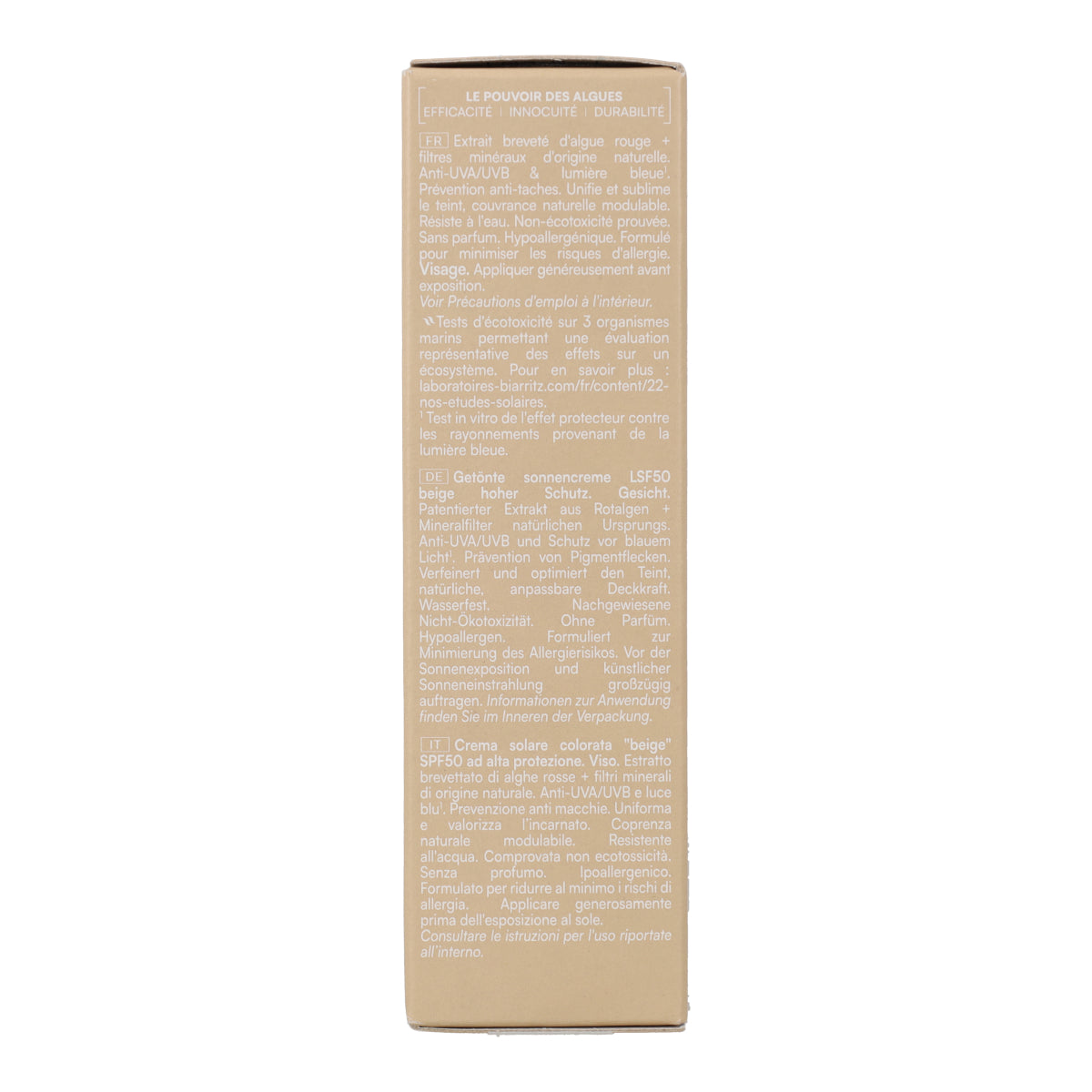 Crema Facial con Color y Protección Solar SPF50 Tono Beige , Laboratories Biarrtiz, 50 ml